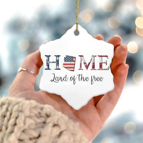 Adornos de Navidad 2025 Día de la Independencia Home Land of The Free Arizona Adornos de Navidad Bandera Americana USA Veteranos Day Adornos colgantes Bandera Americana Regalos Coleccionables