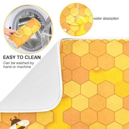 Bees Wax Pattern Kitchen Mat for Counter Drying Dish Mat Dish Drainer Tray Dishwashing Dryer Mat Dish Drying Matts 18 x 24 - Thumbnail 2