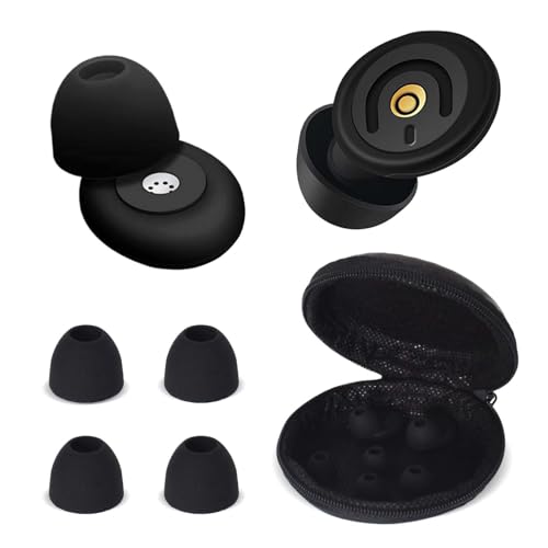 Tapones Oidos Ruido Dormir, Tapones Oidos Cancelacion de Ruido de Silicona 50dB, Tapon Reutilizables Ultra Suaves con 3 Almohadillas y Estuche, para Dormir, Concentrarse y Viajar, Negro
