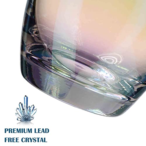 Cukbless Iridescent Drinking Glasses Set Of 6 - Crystal Highball Water Glasses - Glass Cups For Water, Juice, Beverage, Mojito-15 Oz #TOP2