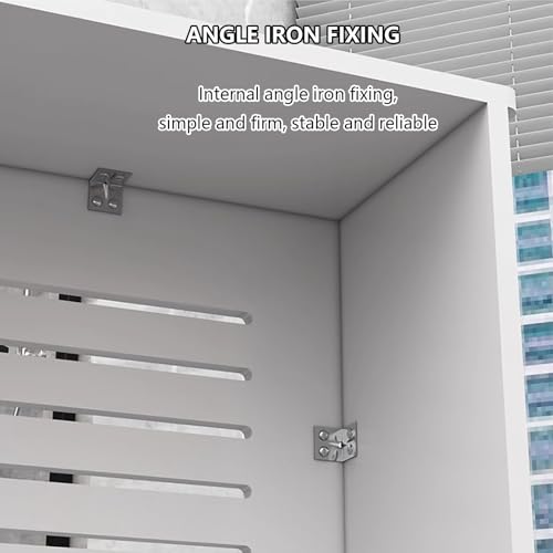 Couvercle de radiateur moderne en MDF blanc | Meuble cache-radiateur à lattes - 4