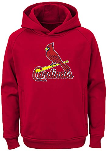 Outerstuff MLB Youth 8-20 Team Color Polyester Performance Primary Logo Pullover Sweatshirt Hoodie (Large 14 16, St Louis Cardinals)