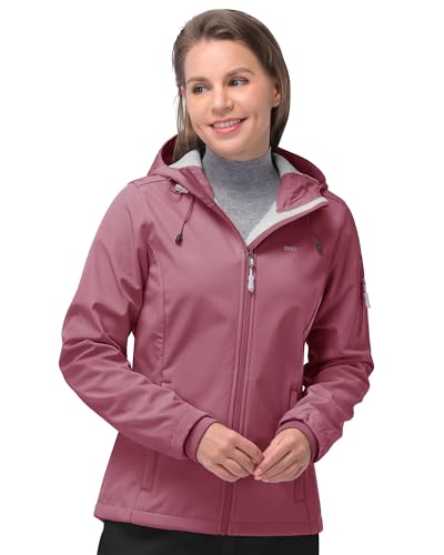 33,000ft Women's Softshell Jacket, Fleece Lined Warm Jacket Light Hooded