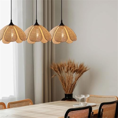 Lámpara de mimbre de 50 cm para comedor con pantalla de cesta bohemia y cable ajustable 5