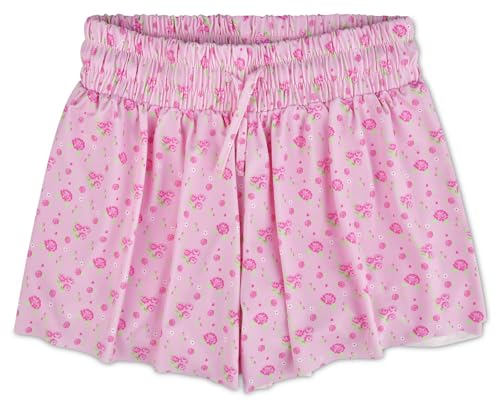 iscream Big Girls Butterfly Style Overlap Side Swing Fabric Shorts - Pretty in Pink Large (14)