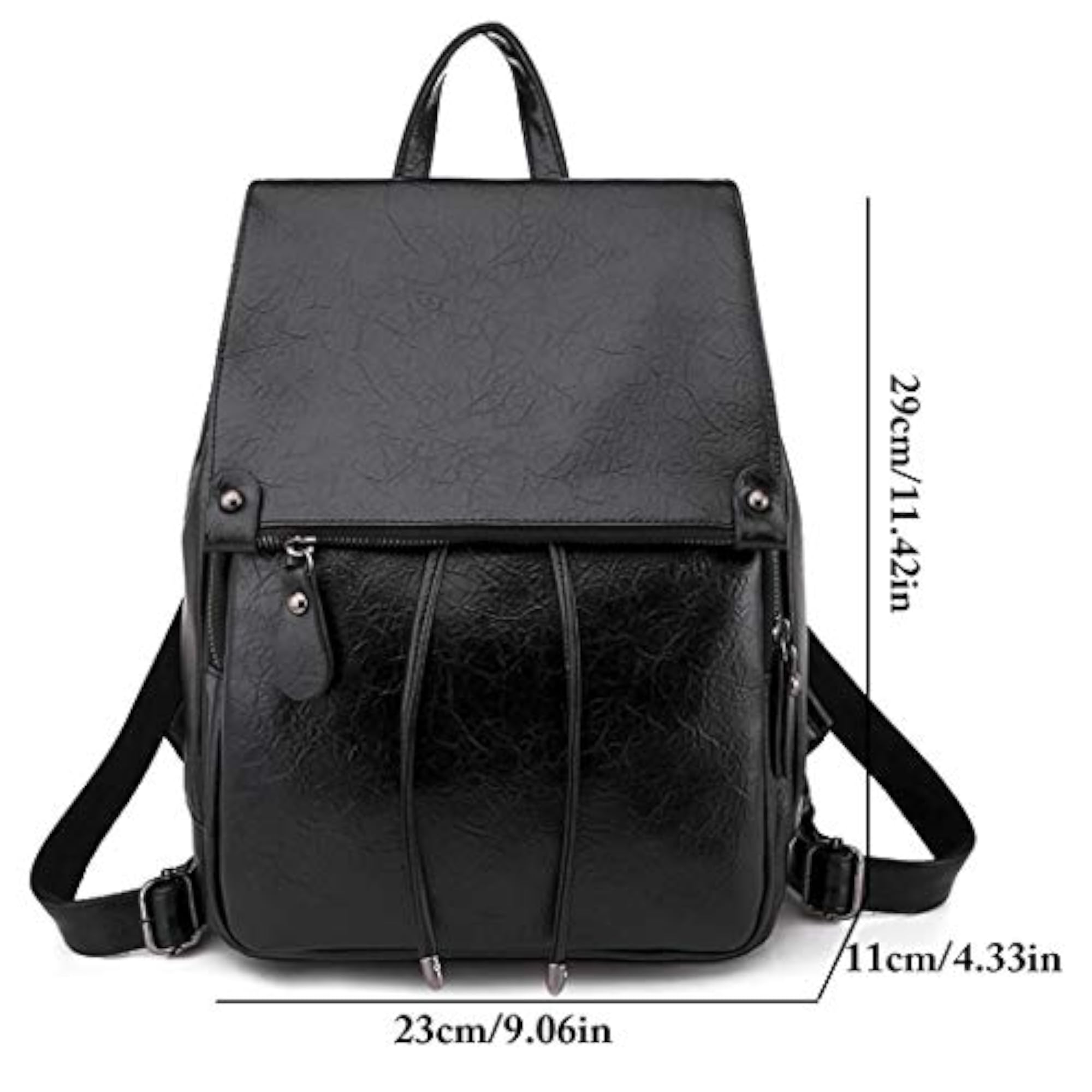 Women's Faux Leather Casual Lightweight Backpack, College Daypack