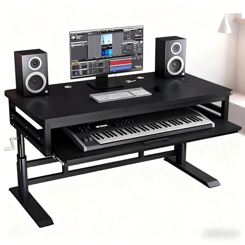 HEXIMANX Studio Desk with Keyboard Tray | Hand-Crank...