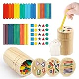 Deepton Montessori Spielzeug ab 1 Jahr, Spielzeug ab 1 2 3 Jahre Mädchen Jungen Baby, 3-in-1 Holz Montessori Spielzeug 1 2 3 Jahre Holz Kleinkinder Spielzeug,Motorikspielzeug für Mädchen Jungen 65 Pcs