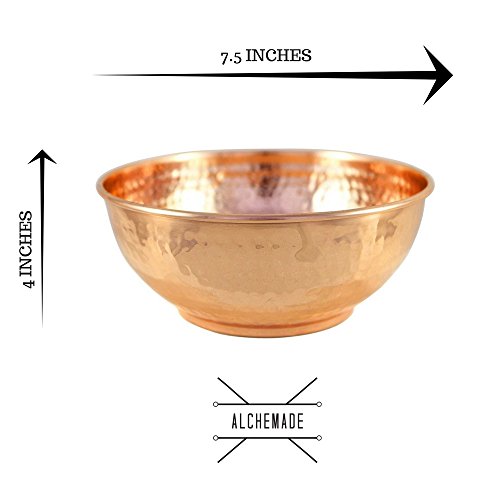 Alchemade Hammered Copper Bowl - 100% Pure Copper Mixing Bowl For Your Copper Kitchenware & Copper Dishware Collection - Great For Everyday Kitchen Use #TOP6