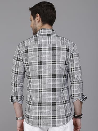 Image of Majestic Man Men's Comfort Slim Fit Pure Cotton Opaque Checked Casual Shirt