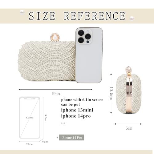 Clutch de perlas para mujer bolso de mano formal blanco y negro miniatura 4