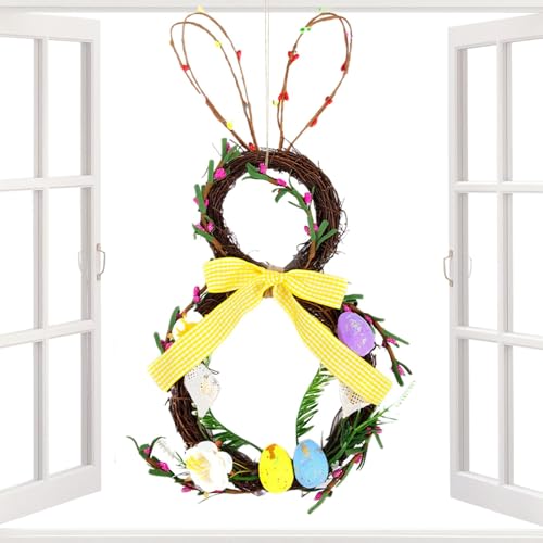 Coronas De Conejo Para Puerta De Entrada, Coronas De Pascua Para Puerta De Entrada,Decoración En Forma De Conejo Para Puerta De Entrada De La Temporada De Primavera | Corona De Puerta De Entrada De