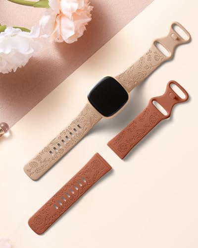 SNBLK Pacote com 2 pulseiras gravadas compatíveis apenas com Fitbit Versa 3/Fitbit Sense/Fitbit Vers