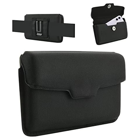 CaSZLUTION Cell Phone Holsters for iPhone 13, 13 Pro, 12, 12 Pro, 11, XR - Premium EVA Belt Case with Belt Clip/Loops Holder Pouch Fits Apple / Android Phone Cases for Men, Magnetic Closure, Black Cover