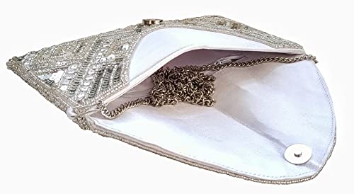 Image of DUCHESS Women's Hand Embroidered Envelope Clutch -Bridal Ethnic Traditional Casual Purse /Clutch /Handbag (23 L x 2.5 W x 13H cm)