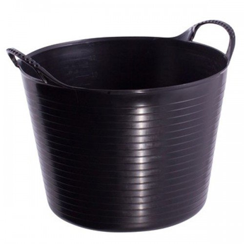Image of Large Medium Small Flexi Tub Garden Home Flexible Colour Rubber Storage Container Bucket Polyethylene Flex Tub- MADE IN U.K. (Large 42 Liter, Black)