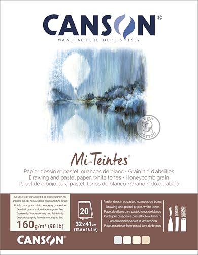 Papier dessin Canson Mi-Teintes blanc 32x41 cm en bloc de 20 feuilles pour artistes