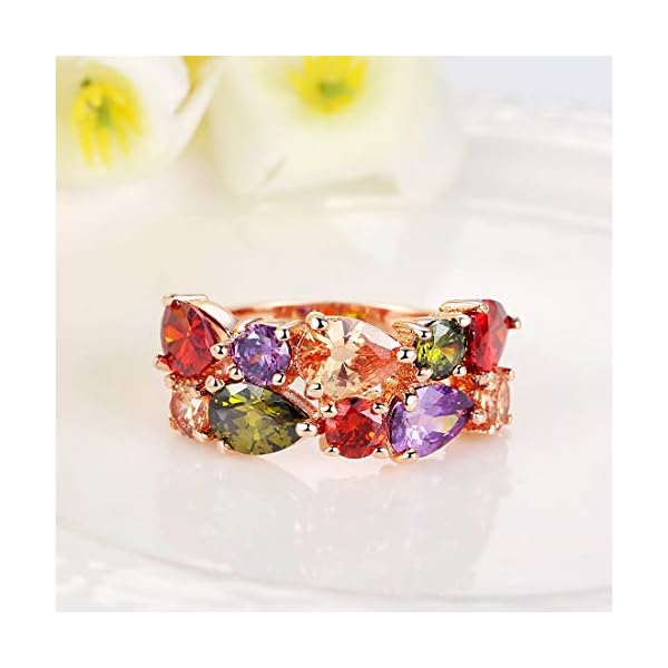 YouBella Jewellery Stylish Rose Gold Plated Solitaire AAA Multicolor Crystal Ring for Women and Girls - Image 4