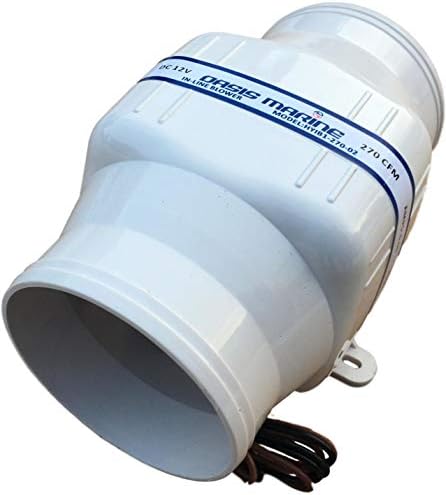 OASIS MARINE 4-Inch in-Line Bilge Air Blower Fan, 12V DC Marine B...
