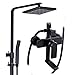 Produktbild TEHWDE 3 Funktionen Duschsystem Messing Duscharmatur Handbrause Regenbrause Duschstange Hubbare Verstellung mit Rainshower Armatur und Badewanne Duschset, Antik Messing fertig Schwarz