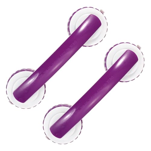 uxcell Grab Bars for Shower 2 Pcs, 11 Inch Shower Handle Suction Cup, Grab Bars Elderly Assistance Products Safety Removable Grip Twist-Lock for Seniors Bathtubs Bathroom Toilets, Purple