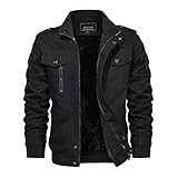 EKLENTSON Men's Military Coats Windbreakers Motorcycle Outwear Warm Cargo Jacket Fleece Lined with Multi Pockets