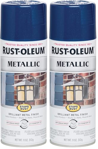 Image of Rust-Oleum 7251830 Stops Rust Metallic Spray Paint, 11 Ounce, Cobalt Blue, 12 Fl Oz (Pack of 2)