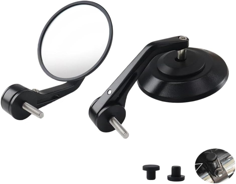DCT Handlebar End Mirror Compatible With 1100 2020 2021 2022 2023 2024 Left Right Rearview Round Glass(black)