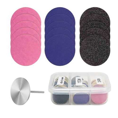 60 Pcs Replacement Sandpaper Discs, Sanding Paper Discs with Metal Nail Drill Bit Foot Files...