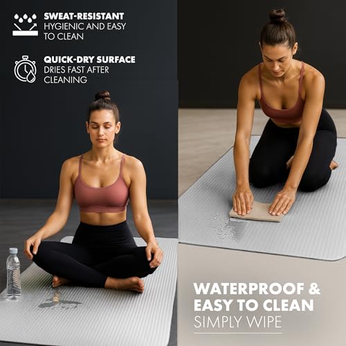 Kayman Yoga & Exercise Mat With Carry Strap, Large Non-Slip Comfortable Training & Workout Floor Mats For Home Or Outdoor, Gym, Pilates, Gymnastics, Hiit, Stretching & Meditation (Grey) - 6