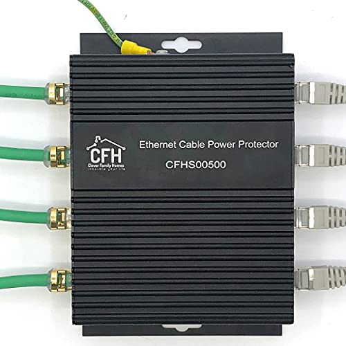 Ethernet 4-Port Gigabit (Non-Poe) Surge Protector Kit With 4 Cat 6A Jumper Cables And Ground Wire #TOP5