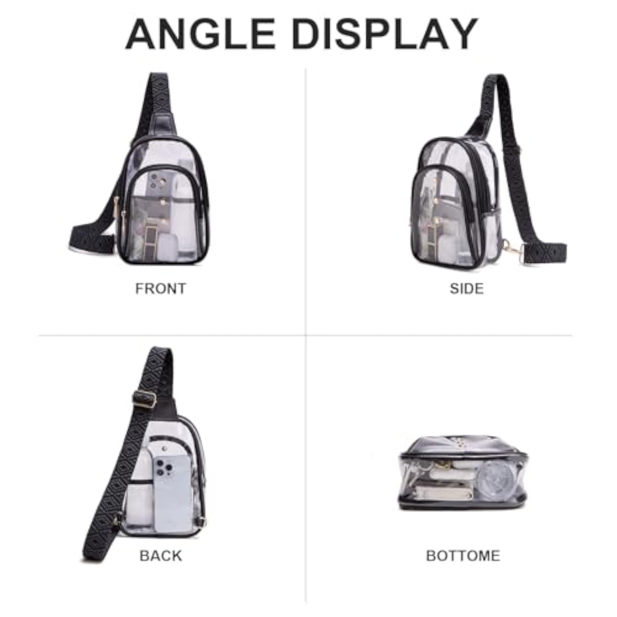 Clear Sling Bag for Stadium Events, Women