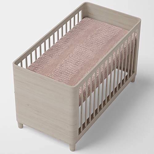 Glenna Jean Baby Fitted Crib Sheet Crocodile Rock Animal Print Jungle For Baby Boys & Girls, Tan/Grey, Standard #TOP3