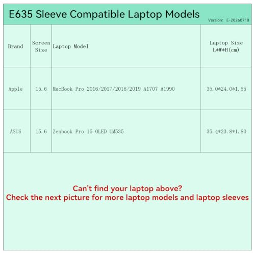 Image of Smatree Elite Laptop Sleeve for 15.6 inch MacBook Pro,ASUS Zenbook | for 15.6 inch Apple MacBook Pro,ASUS Zenbook Pro 15,Protective Laptop Sleeve with Accessory Pocket,Super-Corner Design(E635)