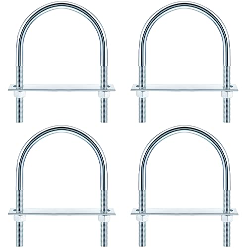 U Bolts Zinc Plated Carbon Steel with U Bolt Plates and Nuts for Fastening Products (4 Sets,1/2 x 4-1/2 x 7 Inch)
