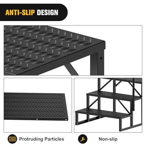 Nilight RV Steps with Handrail, 4 Steps Hot Tub Steps Outdoor RV Stairs Step Portable Mobile Motor Home Stairs for Camper Travel Trailers Dock Entry Steps 5th Wheel RV Porch with Anti-Slip Handrail by Nilight - Image 5