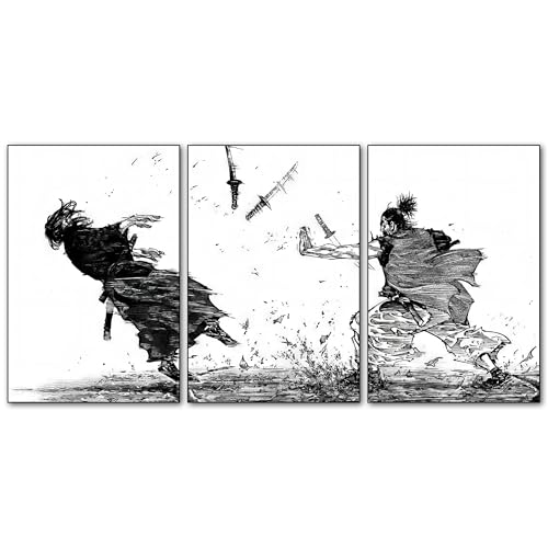Wrap & Wish Miyamoto Musashi Vagabond Sword Wall Posters Set (A3 Size, 12x18 Inch) | Pack of 3 | Car, Anime & Wallpaper Décor