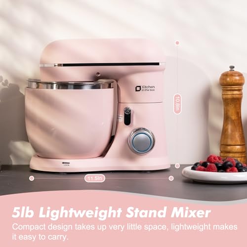 Kitchen in the Box Stand Mixer, 3.5QT Two Bowls Small Kitchen Electric Mixer, 10-Speed Portable Lightweight Matte Finish with Egg Whisk, Dough Hook, Beater (Rose Pink, 3.5QT) - Image 4