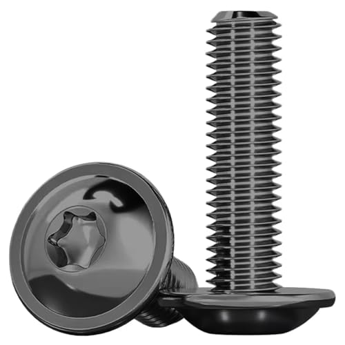 Drenky Viti M8 Testa Bombata Viti Torx Nero 10 Pezzi, M8x30mm Viti A Testa Piana Con Flangia ISO 7380-2 Viti A Macchina Acciaio Inox A2 V2A Viti a Testa Bombata, Completamente Filettate