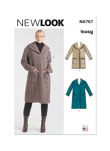 NEW LOOK UN6767A Misses' Coats Size XS-S-M-L-XL, Multicolor