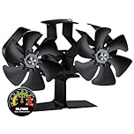 BLFIRE Wood Stove Fan Silent Operation | Eco-friendly 12-Blade Log Burner Fan | Heat Powered Fireplace/Log Burner Accessories for Wood Burner/Burning Stove with Log Burner Thermometer