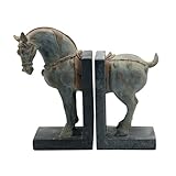 Lukitas Tang Horse Decorative Bookends, Heavy Duty Non-Slip Book Holders, Vintage Artistic Ornaments for Office Home Bookshelf Decor, Resin