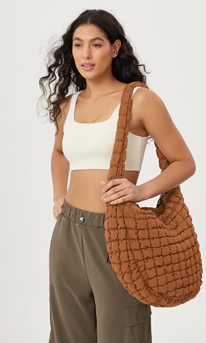 Image of ODODOS Quilted Carryall Tote Bag for Women Crossbody Hobo Lightweight Padding Shoulder Bag