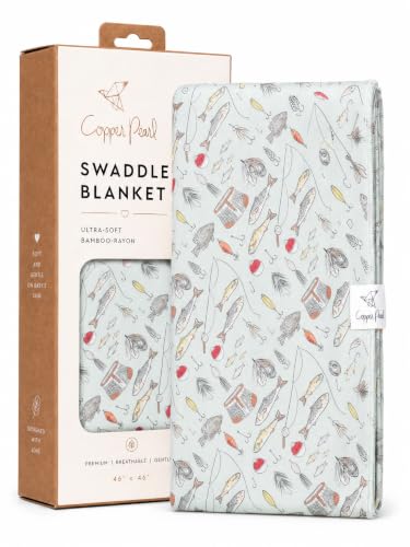 Image of Copper Pearl Swaddle Blankets for Newborns | Soft Stretchy Receiving Blankets for Boys and Girls | Large 46 x 46 Inch Baby Blankets | Lightweight and Breathable Swaddles | Trout