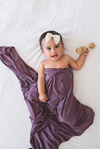 Image of Copper Pearl Swaddle Blankets for Newborns | Soft Stretchy Receiving Blankets for Boys and Girls | Large 46 x 46 Inch Baby Blankets | Lightweight and Breathable Swaddles | Plum