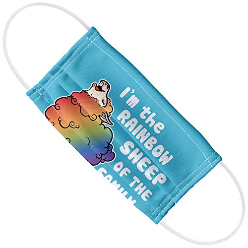 Popfunk Rainbow Sheep of the Family Gay Pride 1-Ply Reusable Face Mask Covering with Adjustable Nose Wire, Unisex