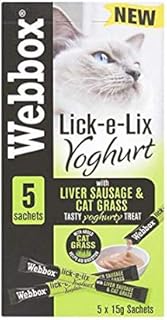 Webbox Lick e Lix Yoghurt with Liver Sausage and Cat Grass 5pcs (5x15g) (Case of 17)