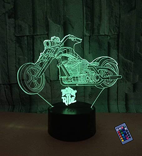 Preisvergleich Produktbild Optische Täuschung 3D Motorrad Nacht Licht 16 Farben Andern Sich Fernbedienung USB-Strom Touch Schalter Dekor Lampe LED Lampe Tisch Kinder Brithday weihnachten Geschenk