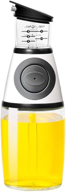 Feliciay Olive Oil Dispenser Bottle Pourer Dispensing Bottles For Kitchen And Vinegar Cruet With Drip-Free Spouts Measure Cooking Vegetable Clear Glass Scale No Drip Spout (Silver, 12.3 Oz/350ml)