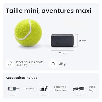 Traceur GPS Tractive Pour Chat - Localisation Temps Réel, Suivi Activité Et Sommeil, Collier Inclus